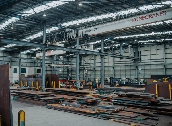 Stock of Steel plates inside the warehouse